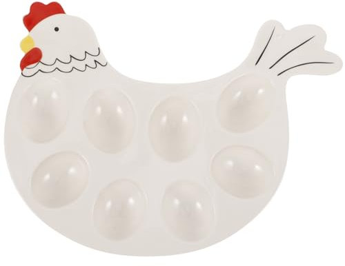 PRETYZOOM Teufelsei-Teller Eier-Servierplatte Ostereier-Tablett Hühnerform Teufels-Eier-Tablett 8 Eierfächer Eierhalter Behälter Für Küche Kühlschrank Arbeitsplatte Display