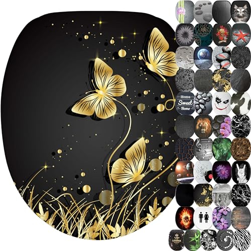 WC Sitz mit Absenkautomatik, viele schöne schwarze WC Sitze zur Auswahl, hochwertige und stabile Qualität aus Holz (Silhouette)