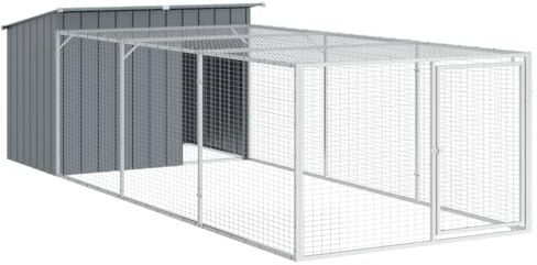 vidaXL Niche pour Chien avec enclos Anthracite 153 x 396 x 110 cm Acier galvanisé