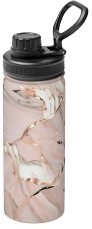 HJLUUFT Rose Gold Marble 18 oz Sports Insulated Stainless Steel Water Bottle– Perfect for Outdoor Sports,Designed for Convenient One-Hand Use