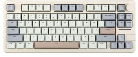 EPOMAKER Galaxy70 Aluminium Mechanische Gaming-Tastatur Kabellos, Thocky Hot Swap Gaming-Tastatur 75%, Bluetooth/2.4GHz/USB, Programmierbare Tasten & RGB (Weiß Grau, Zebra Linear Switch)