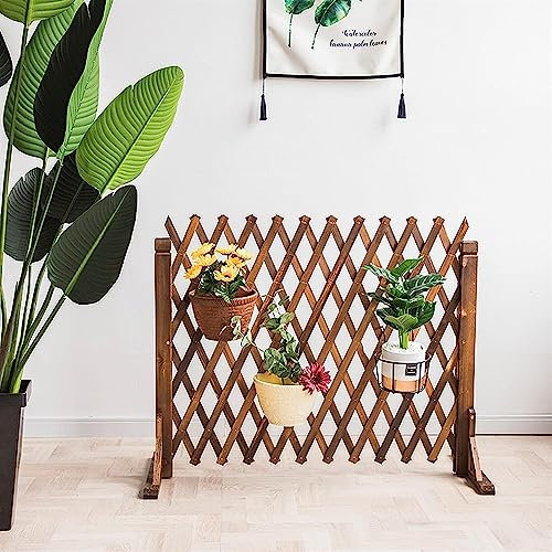 Teleskop-Holzzaun, Gartenzaun, karbonisierter, korrosionsbeständiger Holzzaun, Innendekoration des Innenhofbalkons, Blumenständer aus Netzgewebe (Größe: 80 x 200 cm) Stabilize