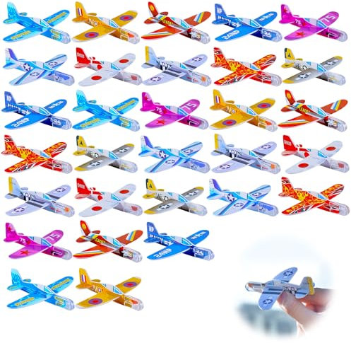 MUYAPAY 30 Pezzi Aeroplano Polistirolo, Aereo Giocattolo Classici Polistirolo per Bambini Motivi Diversi, Aereo Polistirolo per Sorprese Feste Ragazzi e Ragazze (Colore Casuale)