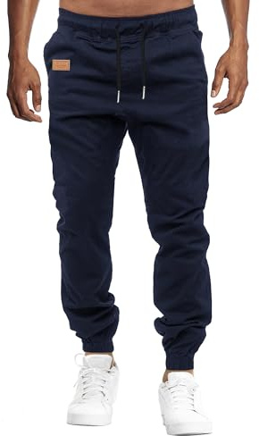 VMSUCIJ Pantalones Hombre Casuales Deporte Elásticos Joggers Largos Pants con Bolsillos Algodón Pantalón Deportivo,Azul 01,L