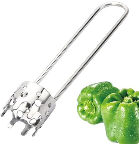Corer per semi di peperone rosso, Corer per frutta in acciaio inossidabile, Robusto strumento per rimuovere noccioli di mela, Corer per peperone per verdure Corer per frutta Gadget da cucina