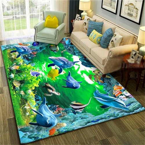 RUGMRZ Flickenteppich Waschbar Schöne Teppich Grünes Gras Wohnzimmer Abstrakt Langlebig Kurzer Terrassendeko Dekoration 70X140cm