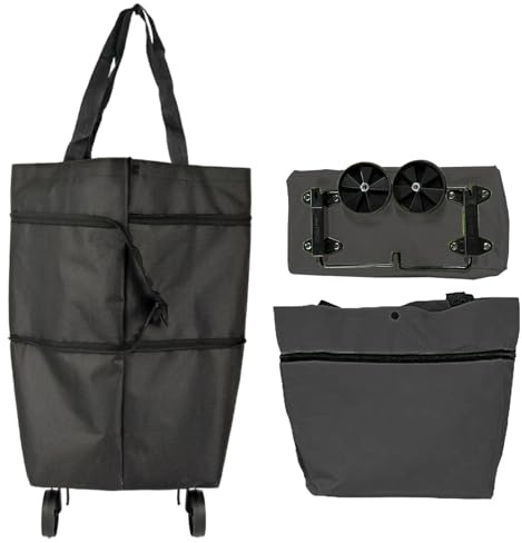 Einkaufstrolley Mit Rädern, 2 In 1 Trolley Tasche Und Einkaufstaschen, Faltbare Einkaufstasche, Zusammenklappbarer Einkaufswagen, Wiederverwendbare Einkaufswagen Tasche Für Zuhause Und Supermarkt