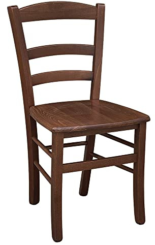 OKAFFAREFATTO MADDALONI Silla de comedor rústica nogal oscuro con asiento de madera maciza