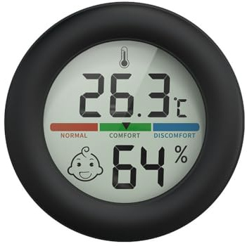 Termómetro digital higrómetro, mini redondo, temperatura y humedad, medidor magnético con pantalla LCD para invernadero, hogar, oficina