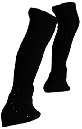 Perfeclan Eiskunstlauf Beinlinge, Gestrickt, Lange Beinlinge, Moderne Dekoration, Eislaufsocken, Hohe Fußlose Socken für Workout, Tanzsport