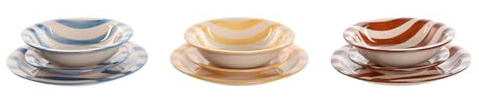 VAJILLA SET 18 GRES 27,5X27,5X2,8 RAYAS MULTICOLOR