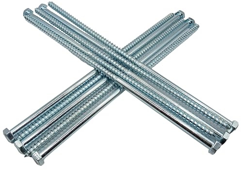 HAFD Heavy-Duty Sleeper Screws 8 x 260mm (10in) Zinc-Plated Hex Head Lag Bolts for Wood to Concrete Fixings, for Coach Screw Outdoor Use in Decking, Fencing, and Landscaping Projects – Pack of 20