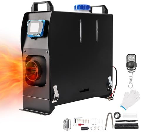 Riscaldatore d'aria diesel 8KW 12V Riscaldamento rapido Riscaldatore diesel tutto in uno con silenziatore Display LCD remoto, riscaldamento notturno portatile a gasolio silenzioso per camper, auto,