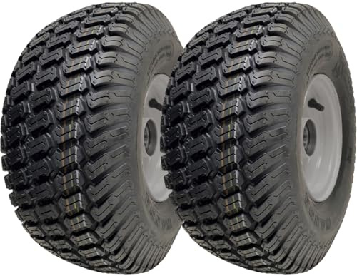 Lot de 2 roues pour tondeuse à gazon 15 x 6,00-6 - Moyeu de 65 mm, pneu sur jante roulements 20 mm