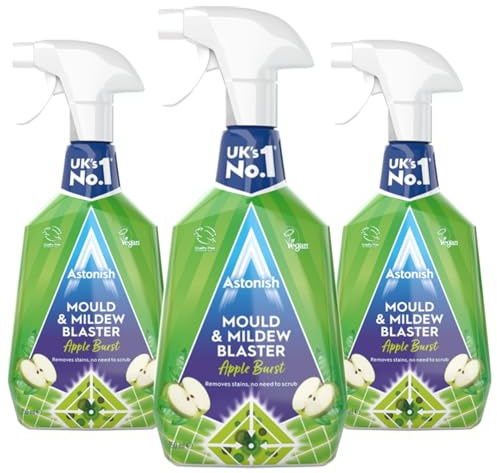 Astonish Mould & Mildew Blaster 750ml - Powerful Anti-Mould & Mildew Cleaner, Removes Stubborn Black Spots, Bathroom, Kitchen, Shower, Tiles, Grout & Home Cleaning, Fresh Scent X3