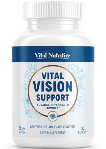 Vital Vision Support – Eye Health Supplement with Vitamin A, Lutein, Beta Carotene & Antioxidants – Eye Vitamins Support Hydration & Oxidative Stress -30 Days Serving