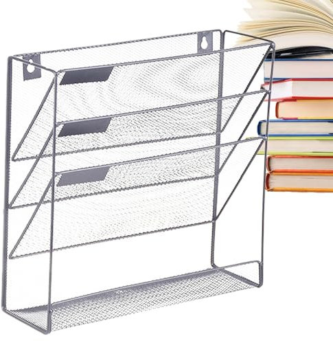 Multifunktionales Aktenregal zur Wandmontage, 4 Ebenen, platzsparender Briefpapier-Organizer, einfach zu bedienen, tragbar, 32,8 x 10,4 x 32,6 cm, für Zuhause