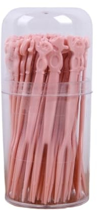 Paquete de 50 tenedores de frutas desechables, palillos de postre de plástico para fiestas, picnics y uso doméstico (rosa)