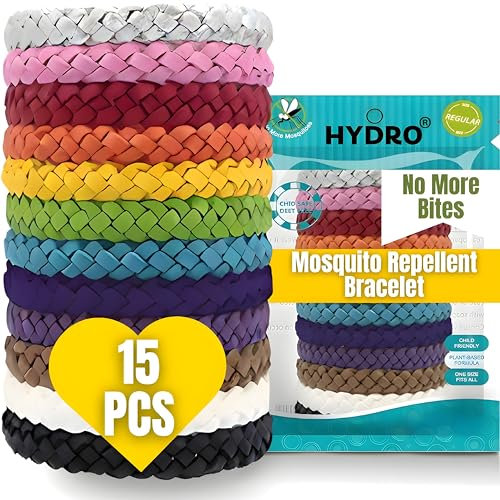 Mosquito Repellent Bracelet 18 Pack, Adjustable Leather Band, Deet Free, Travel Essentials, Insect Repellent Bracelet, 550 Hours Mosquito Repellent Protection Suitable for All Ages.