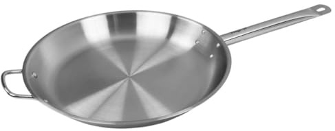 Mega-M Padella in acciaio inox, Ø 36 cm, per gastronomia, fondo a sandwich (acciaio al al acciaio), manico + manico, per tutti i piani cottura, inox