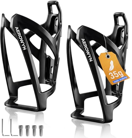 AEROWYN Flaschenhalter Fahrrad Getränkehalter Fahrrad Zubehör 35G Leichtgewicht PC Trinkflaschenhalter Fahrrad (2er-Pack) für 6.5-8cm Wasserflaschen für MTB Rennrad Inkl. Schrauben und Montagewerkzeug