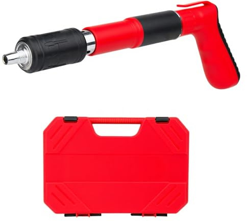 SONEE Concrete Nail Gun Kit, 5 Speed Adjustable Manual Nail Gun for Concrete, Woodworking Decoration Nailer Gun, Wall Fastening Tool (Red)