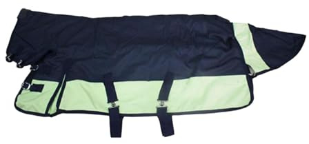 F Fityle wasserdichte Winterpferdedecke mit Kapuze und verstellbaren Riemen, gepolstert, wärmend, Stalldecke, Reitbekleidung, Marineblau XL