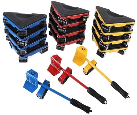 Moving Dolly, Ensemble de Rouleaux de Transport for Le déménagement de Meubles, Outil de Levage, Barre de déplacement for Objets Lourds, Outils à Main,for Furniture(5PCS Red)
