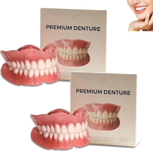 Zahnprothesen, weiches und sicheres formbares Zahnersatz-Set, Zahnprothesen für Ober- und Unterkiefer, weich und bequem, Silikon-Unterfütterungsset für Männer und Frauen (2pcs)