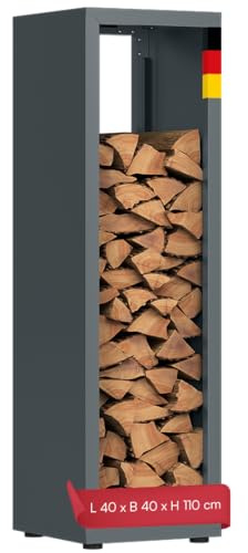 STEELSØN Keid Kaminholzregal 110x40x40 cm, Anthrazit, Metall, wetterfest | Brennholz Regal für innen & außen, Holzunterstand stabil & rostfrei, Feuerholz Aufbewahrung für Outdoor, Wohnzimmer & Keller