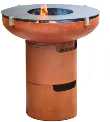 Barbecook Brasero BBQ Jack 75 avec 2 planchas et 2 Supports | brasero exterieur • Brun orangé • 77x77x74cm