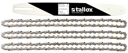 tallox Schwert und 3 Sägeketten 3/8 1,3 mm 56 TG 40 cm Führungsschiene kompatibel mit Dollmar Einhell Makita Black & Decker und andere