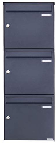 Aufputz Briefkastenanlage Design Basic 382A (3 Briefkästen, senkrecht, RAL 7016 anthrazitgrau feinstruktur matt)