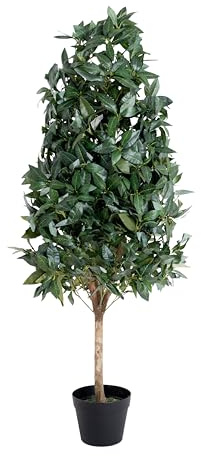 Blooming Artificial Outdoor Plant, UV and Water Resistant, Faux Decorative Tree with Pot, Easy Care, Perfect for Gardens and Patios (Bay Cone) (Green) (120cm)