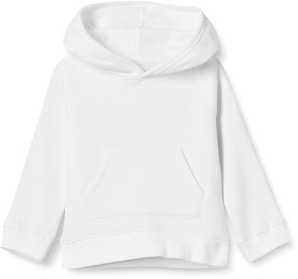 Amazon Essentials Girls' Pullover Hoodie Sweatshirt with Kangaroo Pocket, White, Medium