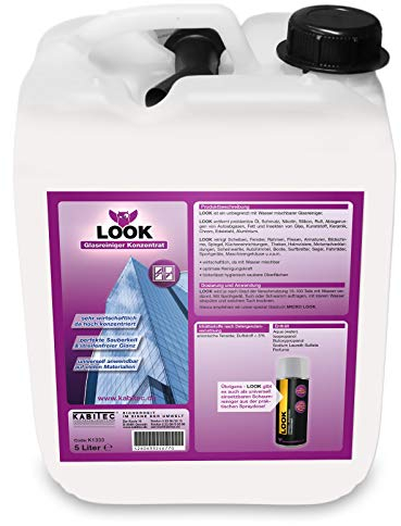 KABITEC LOOK Glasreiniger-Konzentrat, streifenfrei brillanter Glanz, Fensterreiniger, Universalreiniger, Oberflächenreiniger │ 5 Liter Kanister