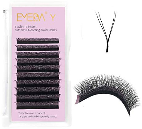 Y ögonfransar förlängningar D Curl .07 mm 11mm Mix Tray förberedd volym 2D-fläkt ögonfrans extensions .07 Mix YY typ mjuka konstgjorda ögonfransar 11 mm tillbehör från EMEDA (0.07 D 11mm)