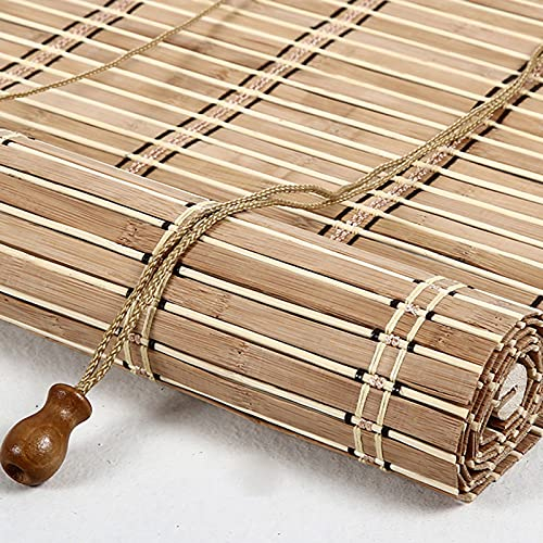 JIAOLUN123 Bambus Rollo Retro Jalousine Bambusrollo Seitenzugrollo Bambus Raffrollo Natur Holzrollos Sonnenschutz und Sichtschutz Rollo Für Fenster und Türen,Maßanfertigung (90 x 220 cm)