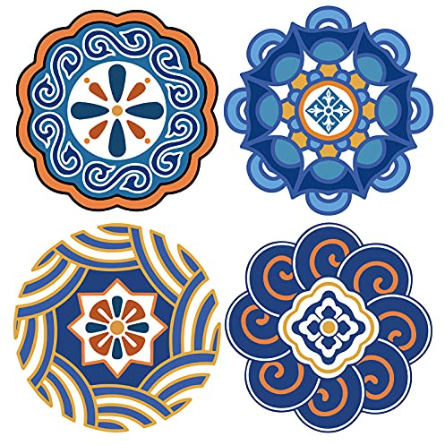 GORGECRAFT 4Pcs Mandala Window Cling Runde Glasmalerei Aufkleber Nicht Klebende Vinylfolie Verhindern Vögel Für Wohnzimmer Schlafzimmer Coffee Store Fenstertür
