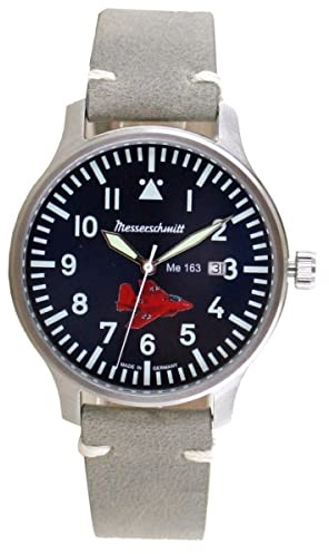 Messerschmitt Herren-Fliegeruhr Komet 163 Grau/Blau ME163-80-1