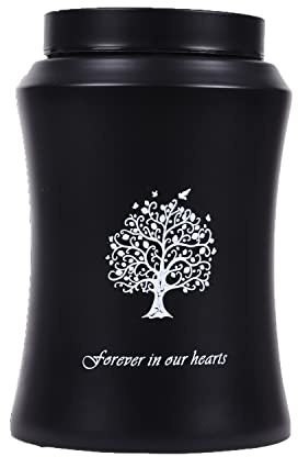 Urne funéraire adulte pour cendres humaines – Taille moyenne pour papa ou maman – Urne funéraire (noir)
