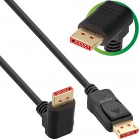 InLine® Câble DisplayPort 1.4 8K4K coudé vers le bas Noir/doré 5 m