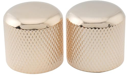 Musiclily Pro Inch Stahl Gitarre Knöpfe Potiknöpfe Push-on T-Style Dome Knobs 19mm für USA Tele E-Gitarre oder Precision Bass, Gold (2 Stück)
