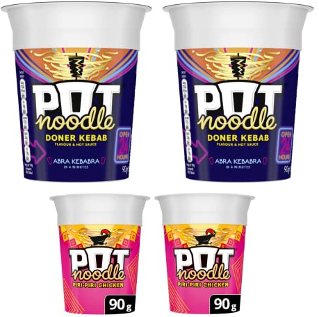2 x Pot Noodle Doner Kebab 90g Limited Edition & 2 x Pot Noodle Piri Piri 90g