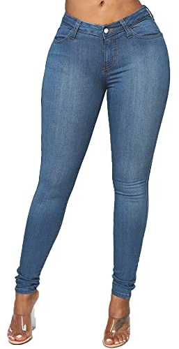 FISCLOSIN Women Classic Butt Lift Sexy Skinny Jeans,Stretch Denim Pants,Light Blue,Large