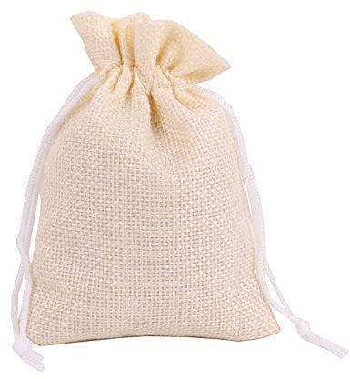 Jute Geschenksäckchen Schmuckbeutel,50 Stk 7x9cm Jutesäckchen Geschenkbeutel Bonbonsbeutel Stoffbeutel Jute Säckchen Taschen mit Kordelzug für Weihnachten Hochzeit Party Schmuck Geschenk,Creme