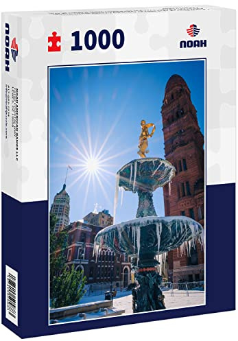 Noah Jigsaw Puzzle Snow Day at The Bexar County Courthouse in San Antonio Texas. Frozen Fountain with icicles at The Courthouse 1000 Pieces