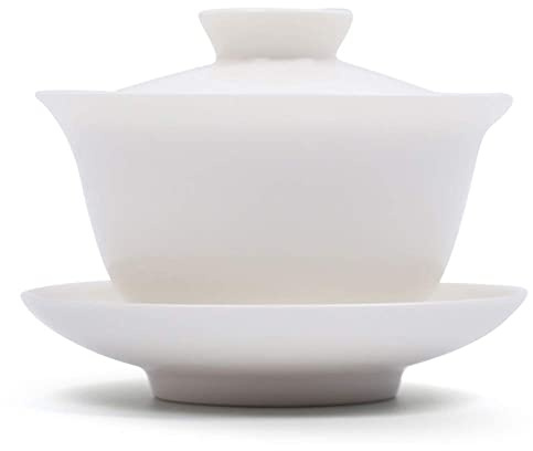 AUSUAYA Keramik Gaiwan Set, GAI Wan Teetasse mit Deckel für chinesische traditionelle Gongfu Teezeremonie brauen lose olong/Puerh Tee G-W-1 (weiße Keramik)