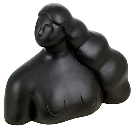 ROCKING GIFTS Figura decorativa in resina busto da donna nuda, nero, 19 x 16 cm