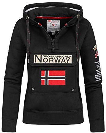 Geographical Norway Gymclass Lady - Sweat Femme Zip Capuche Poches - Sweatshirt Manches Longues Chaud Hoodie Veste - Pull Femmes Saison Printemps Ete Automne Hiver